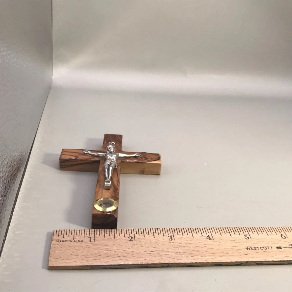 Wood Cross With‎ Metal Jesus Holycrafts.com